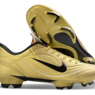 Nike Gold Black Metallic Synthetic Upper Swoosh And Accents Firm-Ground Soccer Shoes