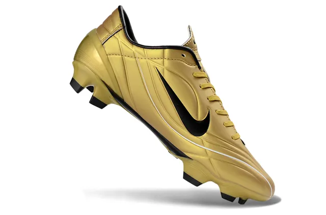 Nike Gold Black Metallic Synthetic Upper Swoosh And Accents Firm-Ground Soccer Shoes 2