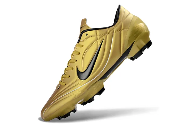 Nike Gold Black Metallic Synthetic Upper Swoosh And Accents Firm-Ground Soccer Shoes 3