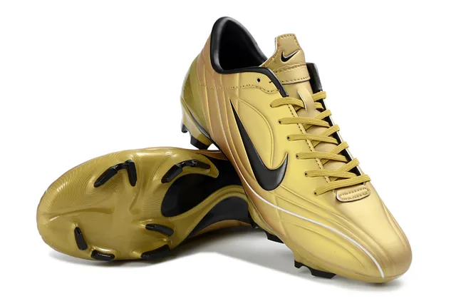Nike Gold Black Metallic Synthetic Upper Swoosh And Accents Firm-Ground Soccer Shoes 4