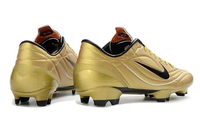Nike Gold Black Metallic Synthetic Upper Swoosh And Accents Firm-Ground Soccer Shoes 5