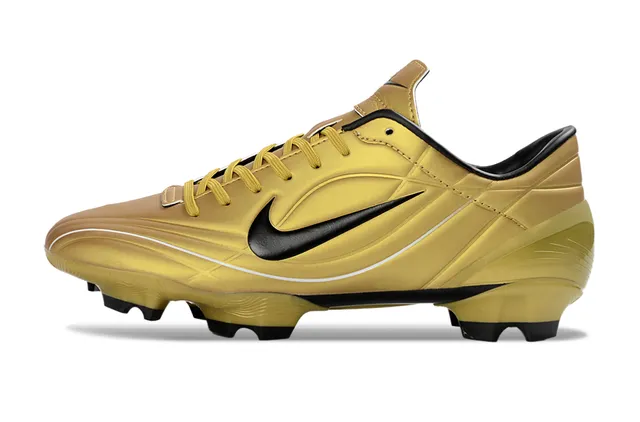 Nike Gold Black Metallic Synthetic Upper Swoosh And Accents Firm-Ground Soccer Shoes 7