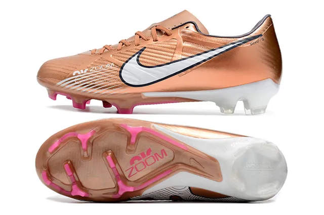 Nike Haut Cuivre Métallique Doré Rose White Swoosh Firm-Ground Chaussures de Football 22