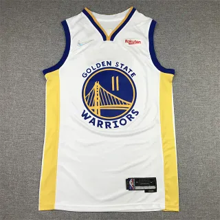 Nike Golden State Warriors Klay Thompson #11 White Yellow Sleeveless V-Neck Jersey