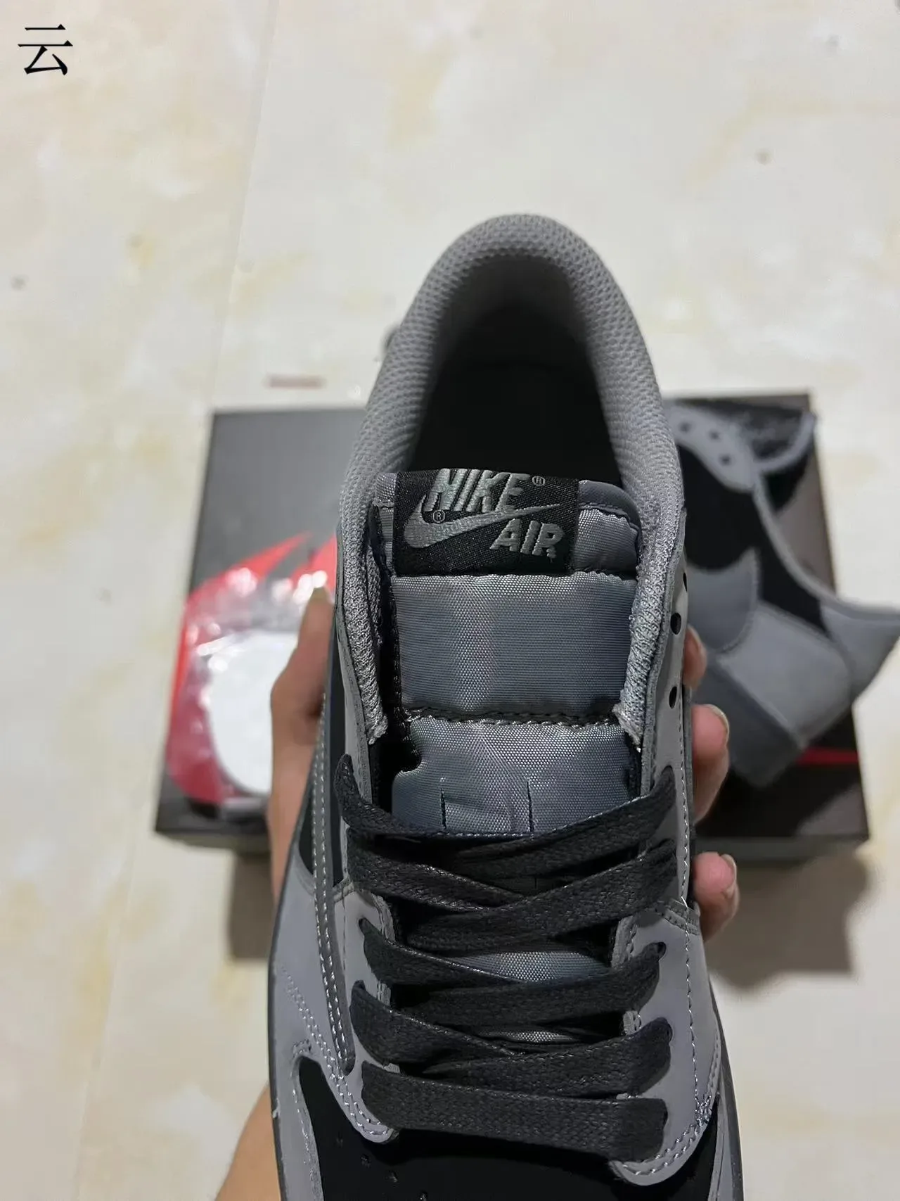 Nike Gray Black Low-Top Layered Overlay Construction Lifestyle Sneakers 4