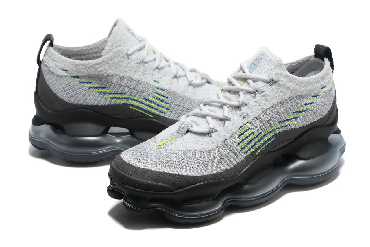 Nike Gray Black Sculpted Layered Midsole Contrast-Stitched Geometric Pattern Sneakers 5