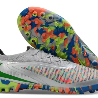 Nike Cinza Multicolor Baixo-Corte Superior de Malha Impresão Salpicada Grama Artificial Sapatos de Futebol