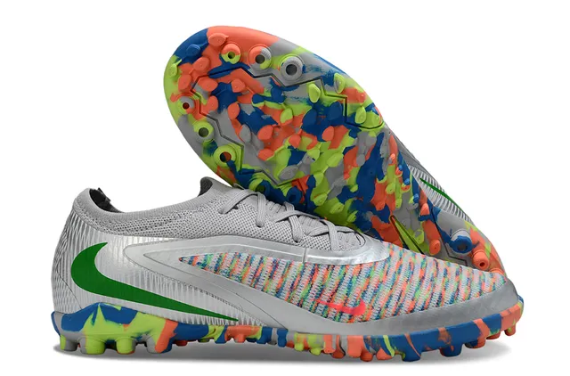 Nike Gray Multicolor Low-Cut Knit Upper Splatter Print Artificial-Grass Soccer Shoes 1
