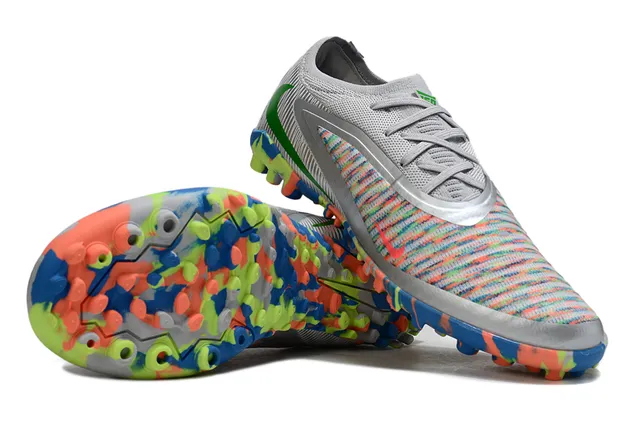 Nike Gray Multicolor Low-Cut Knit Upper Splatter Print Artificial-Grass Soccer Shoes 4