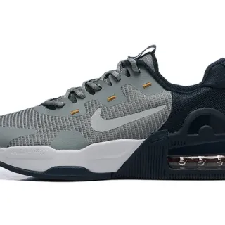 Nike Gray Navy Mesh And Synthetic Upper Visible Heel Air Unit Lifestyle Sneakers