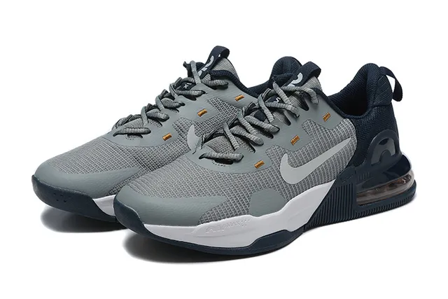Nike Gray Navy Mesh And Synthetic Upper Visible Heel Air Unit Lifestyle Sneakers 2