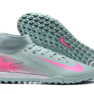 Nike Gris Rosa Cuello Sock-Fit Flyknit Superior Césped Zapatos de Fútbol