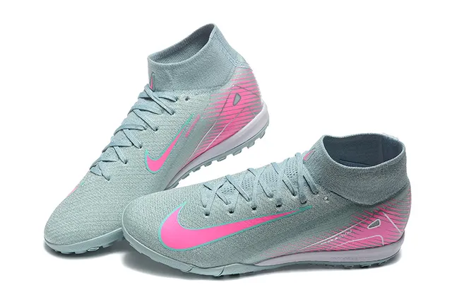 Nike Gris Rose Col Sock-Fit Flyknit Supérieur Turf Chaussures de Football 3