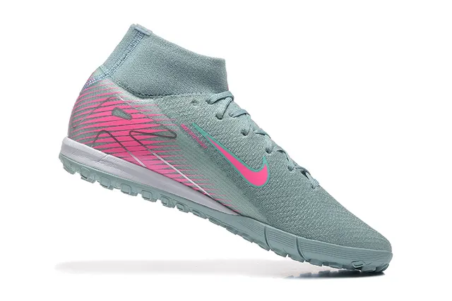 Nike Gris Rose Col Sock-Fit Flyknit Supérieur Turf Chaussures de Football 4