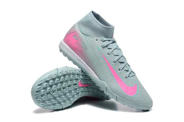 Nike Gris Rose Col Sock-Fit Flyknit Supérieur Turf Chaussures de Football 6