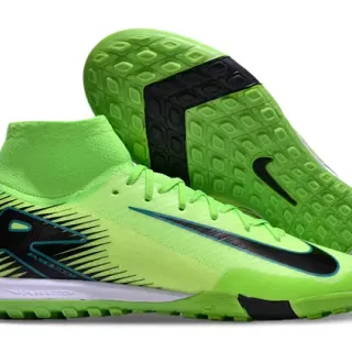 Nike Verde Negro Alto para Calcetín Tejido Neon Lime Superior Césped Zapatos de Fútbol