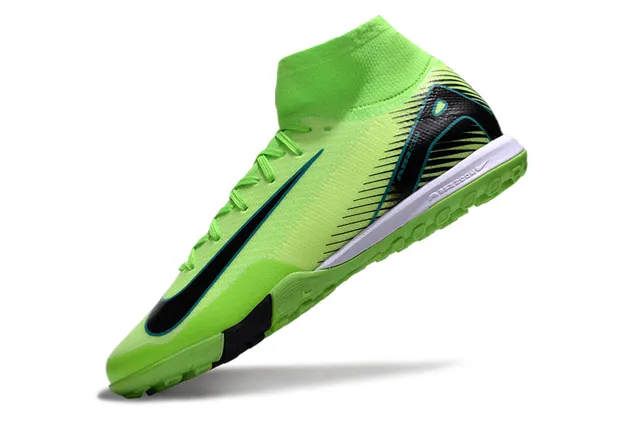 Nike Vert Noir Col de Chaussette Tricoté Neon Lime Supérieur Turf Chaussures de Football 3