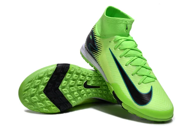 Nike Vert Noir Col de Chaussette Tricoté Neon Lime Supérieur Turf Chaussures de Football 4