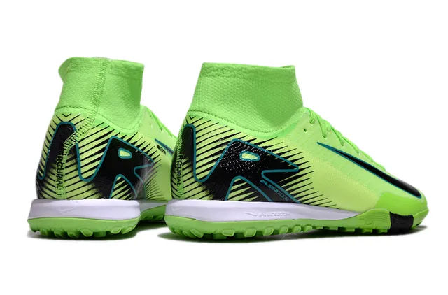 Nike Vert Noir Col de Chaussette Tricoté Neon Lime Supérieur Turf Chaussures de Football 5