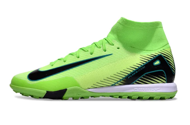 Nike Vert Noir Col de Chaussette Tricoté Neon Lime Supérieur Turf Chaussures de Football 7