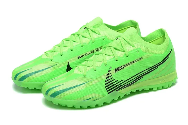Nike Green Black Low-Cut Synthetic Knit Upper Conical Studs Turf Soccer Shoes 8