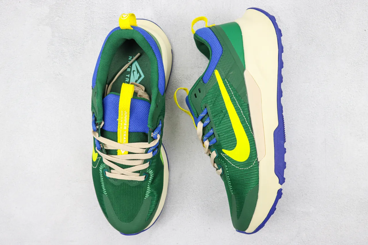 Nike Green Blue Mesh And Synthetic Upper Bold Color-Blocking Lifestyle Sneakers 3