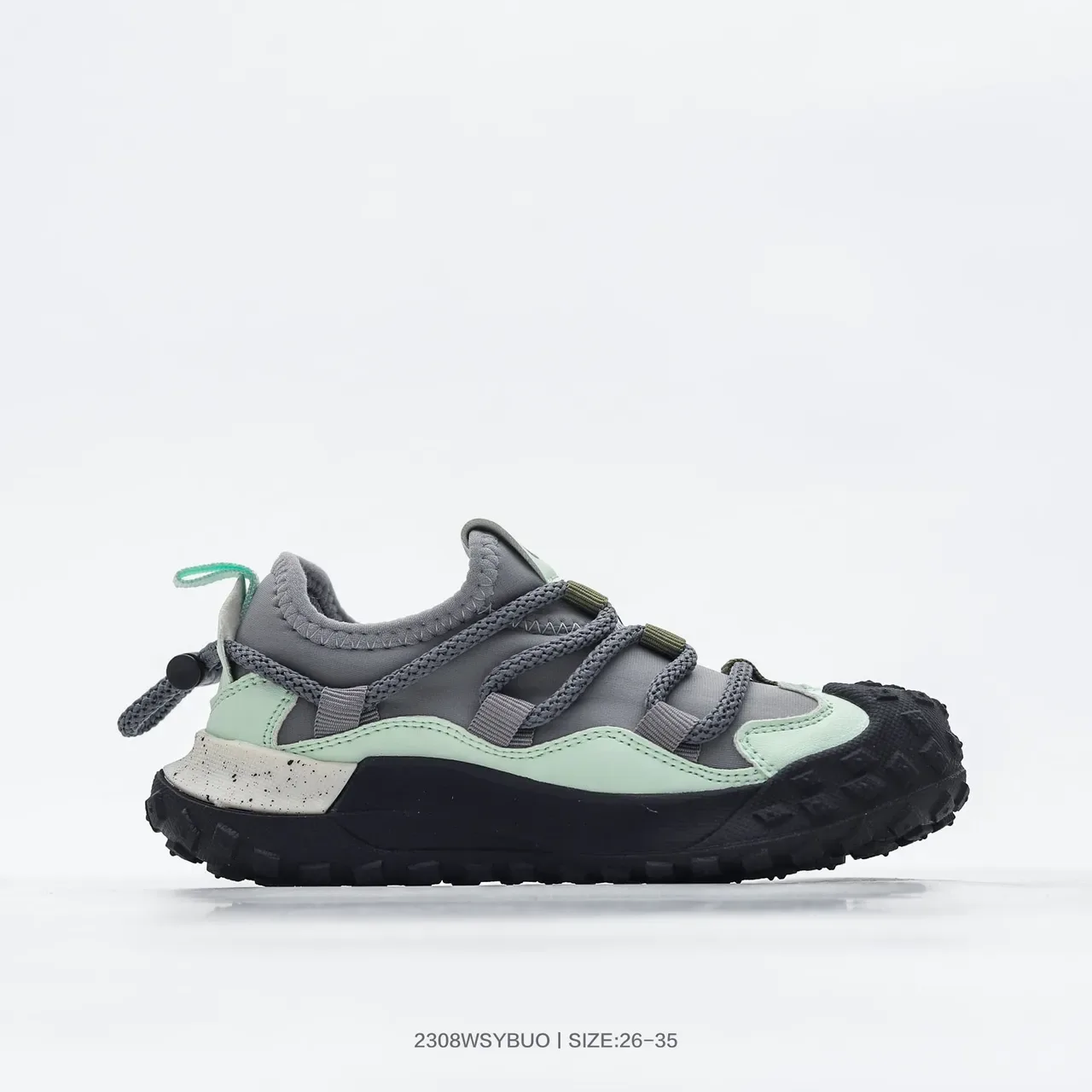 Nike Green Gray Laceless Strap Closure Speckled Midsole Lifestyle Sneakers 12