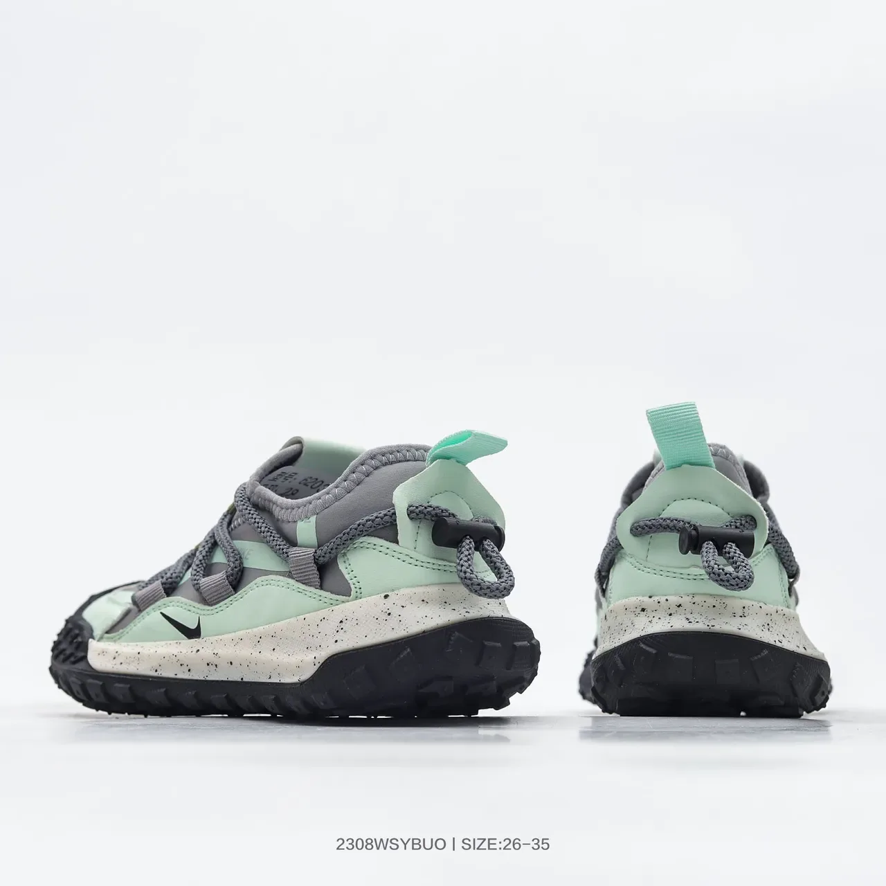 Nike Green Gray Laceless Strap Closure Speckled Midsole Lifestyle Sneakers 13