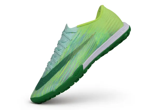 Nike Verde Amarelo Malha Superior Gradiente Turf Sapatos de Futebol 6