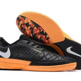 Nike Hypervenom Phantom Black Orange Quilted Synthetic Upper Low-Top Silhouette Indoor Soccer Shoes