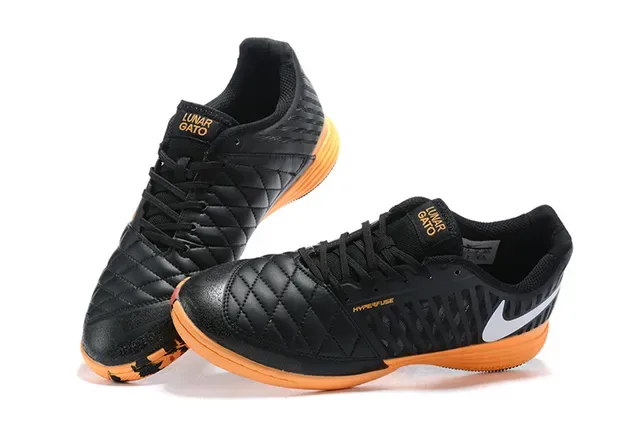 Nike Hypervenom Phantom Black Orange Quilted Synthetic Upper Low-Top Silhouette Indoor Soccer Shoes 4