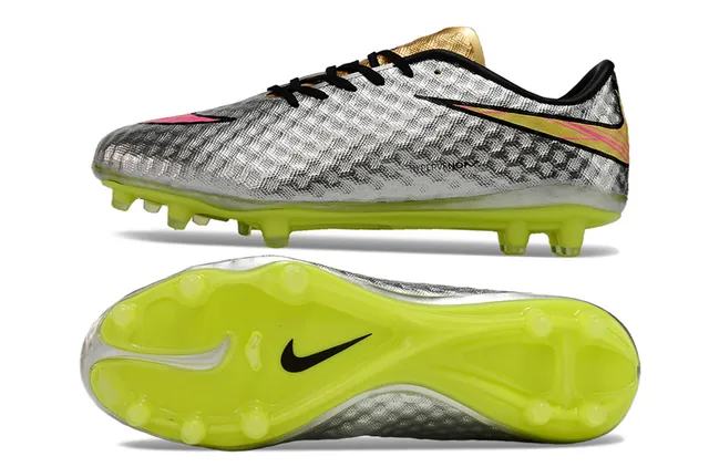 Nike Hypervenom Phantom Silver Neon Yellow Firm-Ground Soccer Shoes 6
