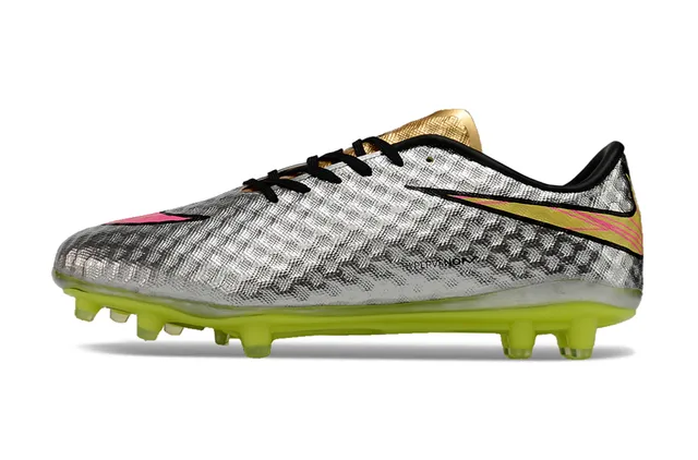 Nike Hypervenom Phantom Silver Neon Yellow Firm-Ground Soccer Shoes 7