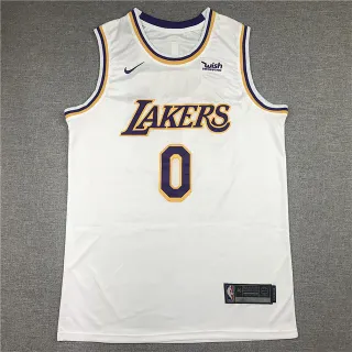 Nike Lakers #0 White Purple Gold Basketball Jersey