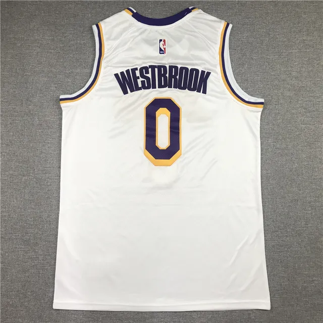 Nike Lakers #0 White Purple Gold Maillot de basketball 2