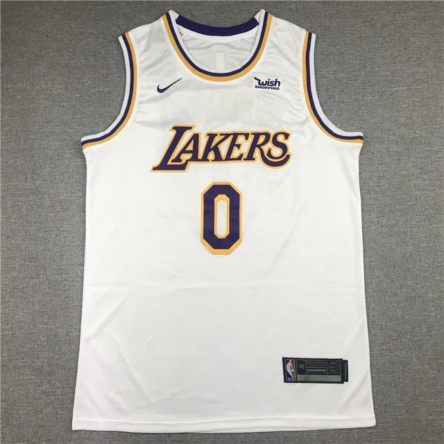 Nike Lakers #0 White Purple Gold Maillot de basketball 3