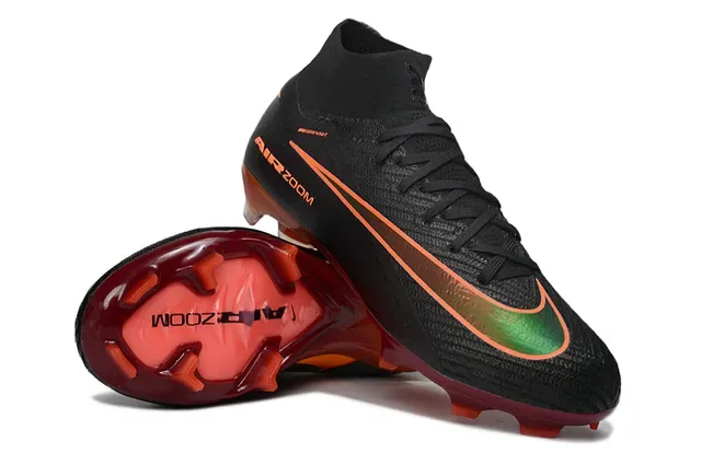 Nike Mercurial Air Zoom Black Orange Green Firm-Ground Soccer Shoes 6