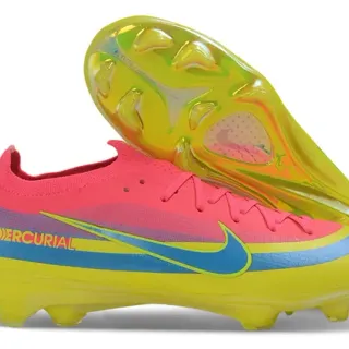 Nike Mercurial Pink Yellow Low-Cut Knit Upper Translucent Neon Soleplate Firm-Ground Soccer Shoes