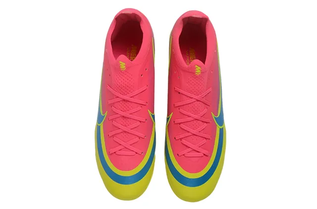 Nike Mercurial Pink Yellow Low-Cut Knit Upper Translucent Neon Soleplate Firm-Ground Soccer Shoes 2