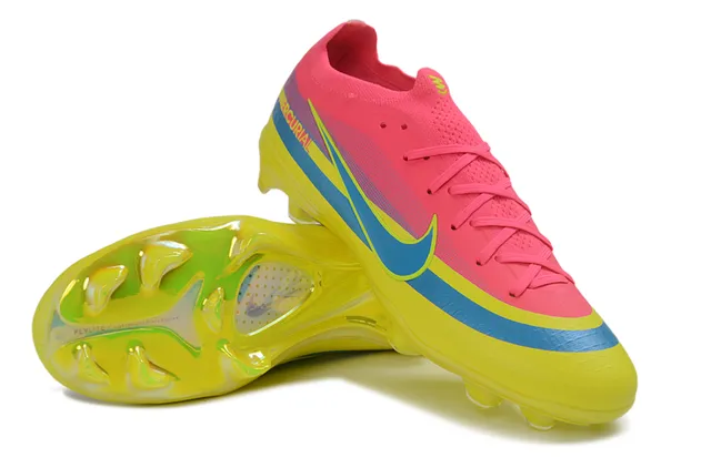 Nike Mercurial Pink Yellow Low-Cut Knit Upper Translucent Neon Soleplate Firm-Ground Soccer Shoes 3