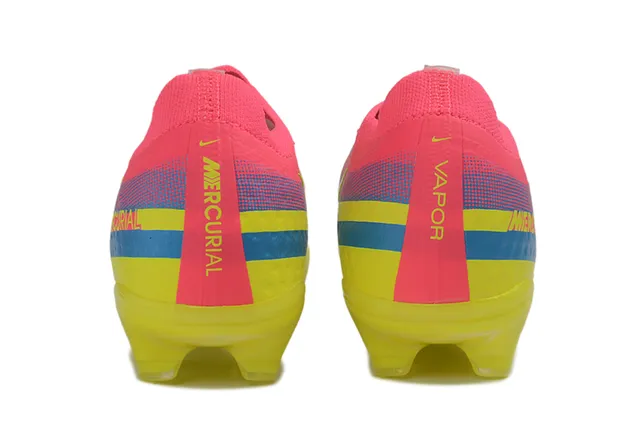 Nike Mercurial Pink Yellow Low-Cut Knit Upper Translucent Neon Soleplate Firm-Ground Soccer Shoes 4