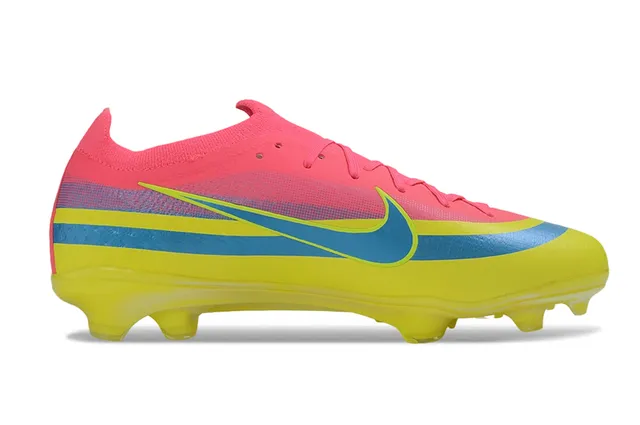 Nike Mercurial Pink Yellow Low-Cut Knit Upper Translucent Neon Soleplate Firm-Ground Soccer Shoes 7