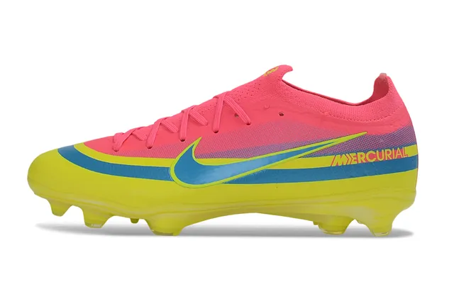 Nike Mercurial Pink Yellow Low-Cut Knit Upper Translucent Neon Soleplate Firm-Ground Soccer Shoes 8
