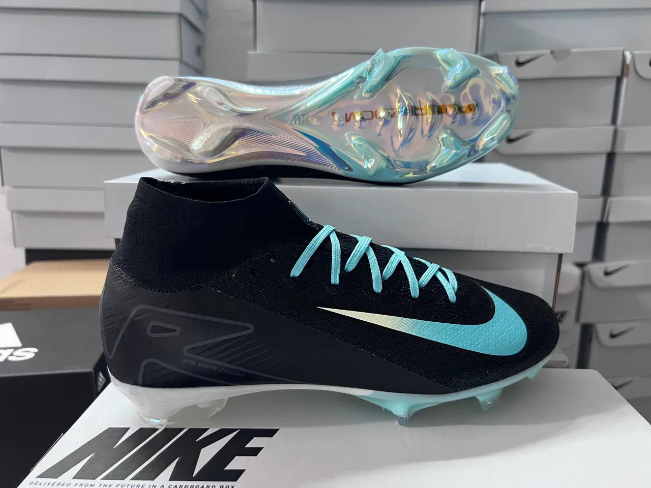 Nike Mercurial Superfly Black Turquoise Iridescent Firm-Ground Soccer Shoes 2