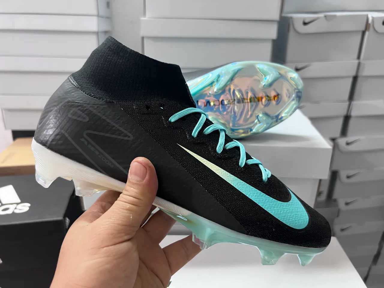 Nike Mercurial Superfly Black Turquoise Iridescent Firm-Ground Soccer Shoes 3