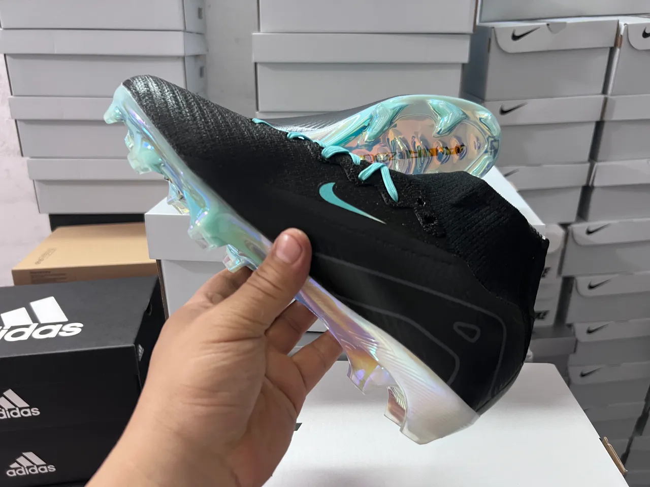 Nike Mercurial Superfly Black Turquoise Iridescent Firm-Ground Soccer Shoes 5