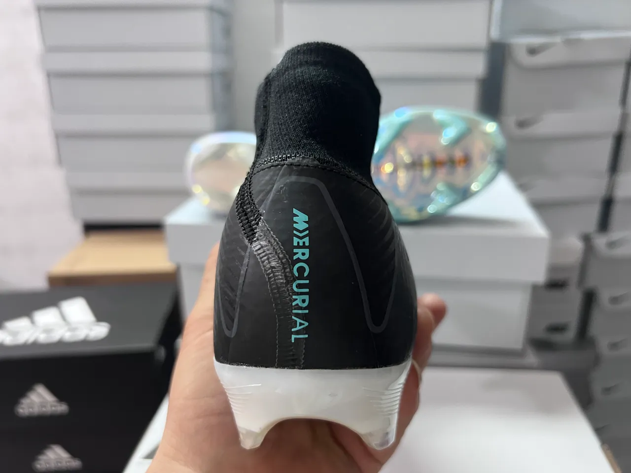 Nike Mercurial Superfly Black Turquoise Iridescent Firm-Ground Soccer Shoes 6