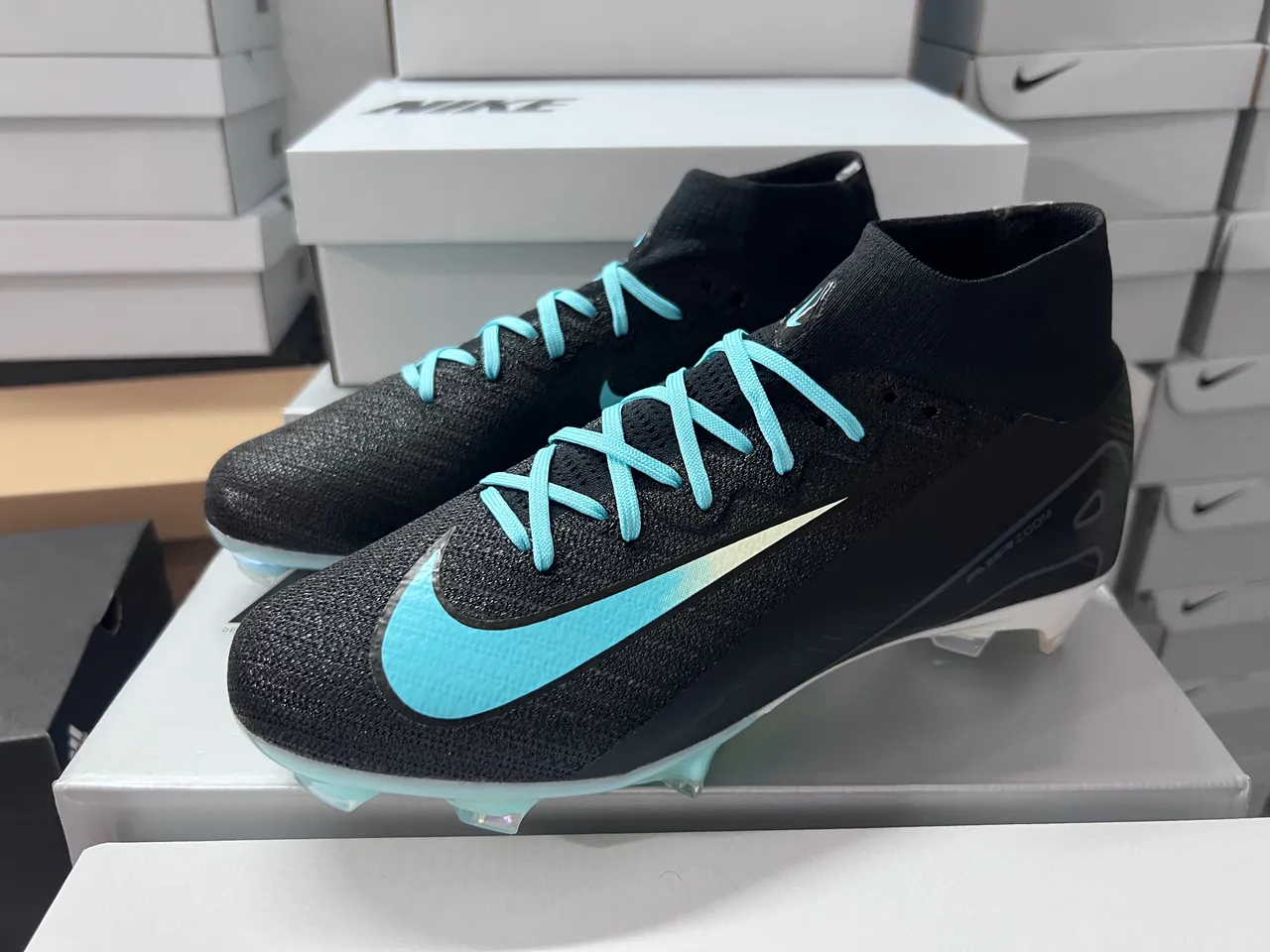 Nike Mercurial Superfly Black Turquoise Iridescent Firm-Ground Soccer Shoes 8
