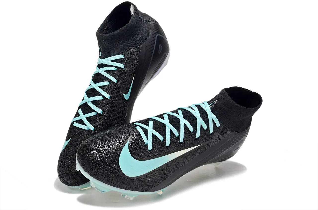 Nike Mercurial Superfly Black Turquoise Iridescent Firm-Ground Soccer Shoes 14