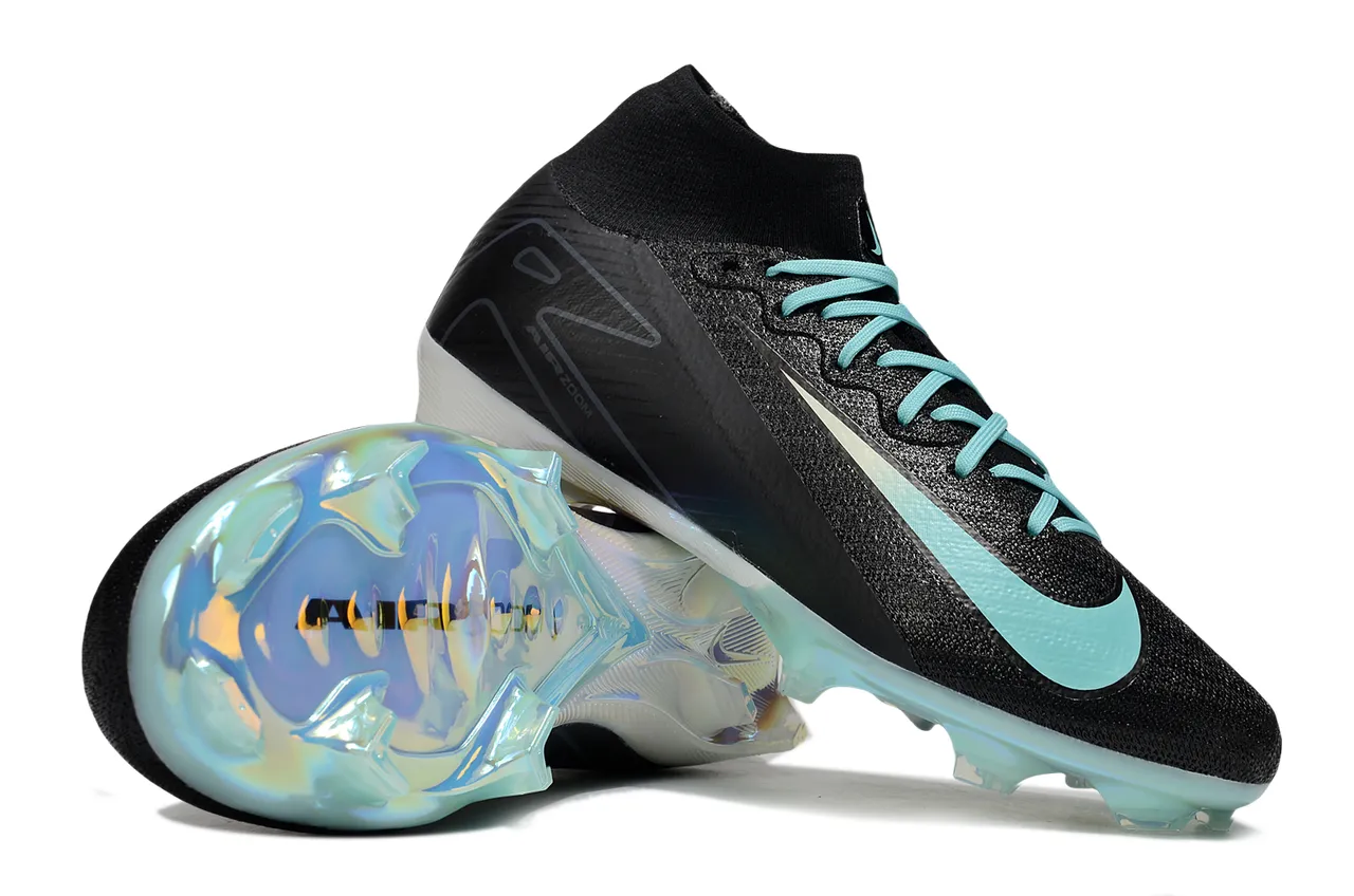 Nike Mercurial Superfly Black Turquoise Iridescent Firm-Ground Soccer Shoes 16